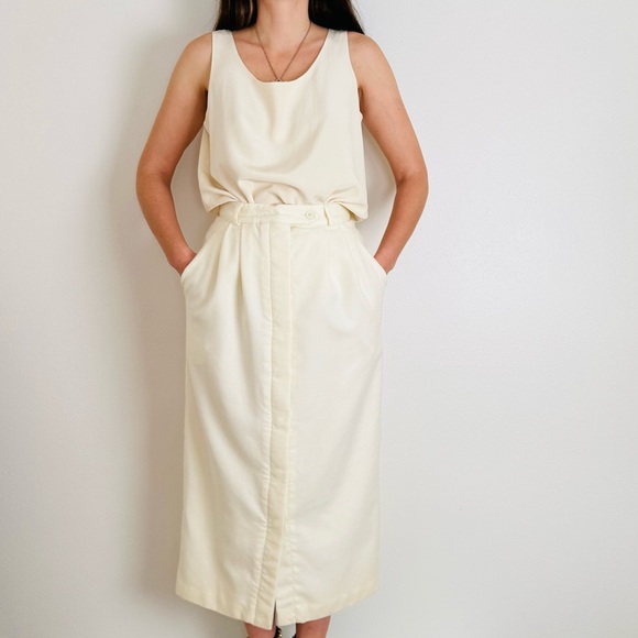 Vintage Buccaneer 100% wool cream pencil maxi skirt - Picture 6 of 13